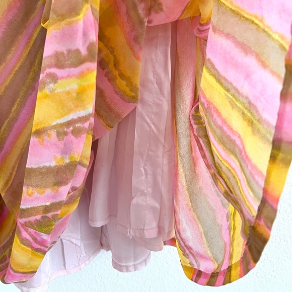 VINTAGE 60s pink yellow chiffon maxi skirt / size 26'' - Picture 6 of 6